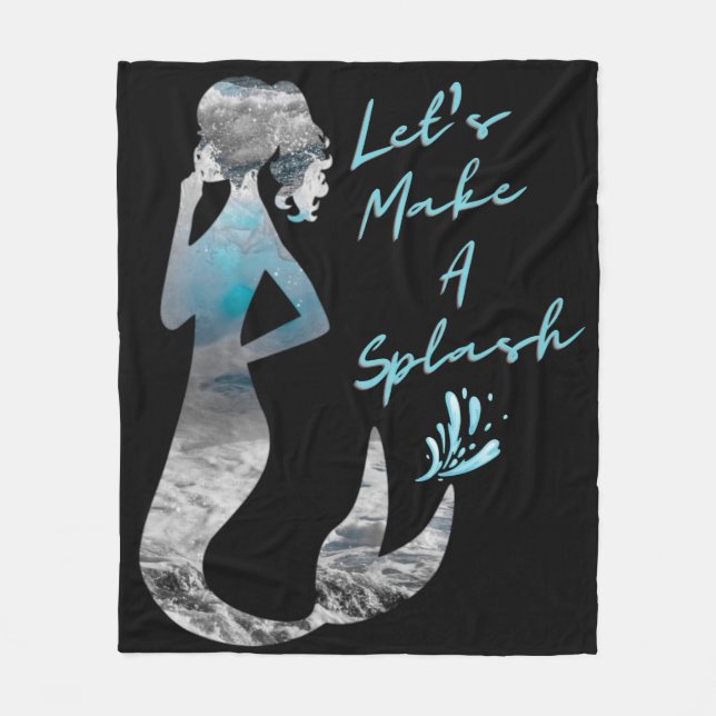 Ocean Mermaid Let's Make A Splash Fleece Blanket (Front)