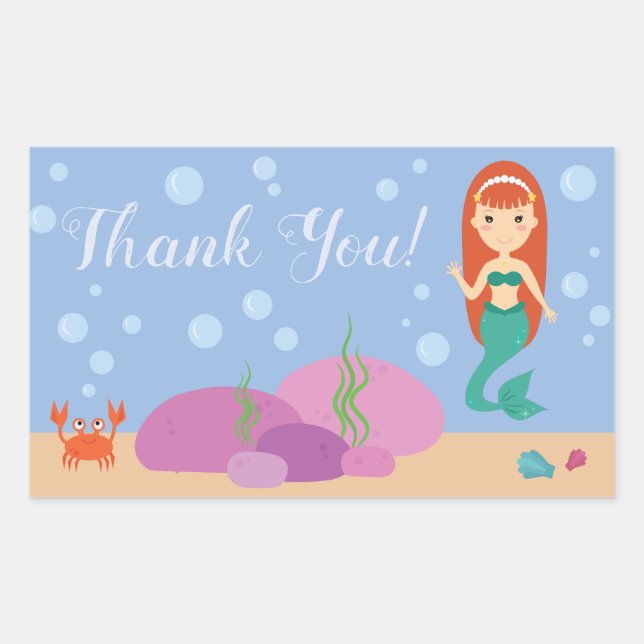 Ocean mermaid saying thank you underwater sticker (Front)