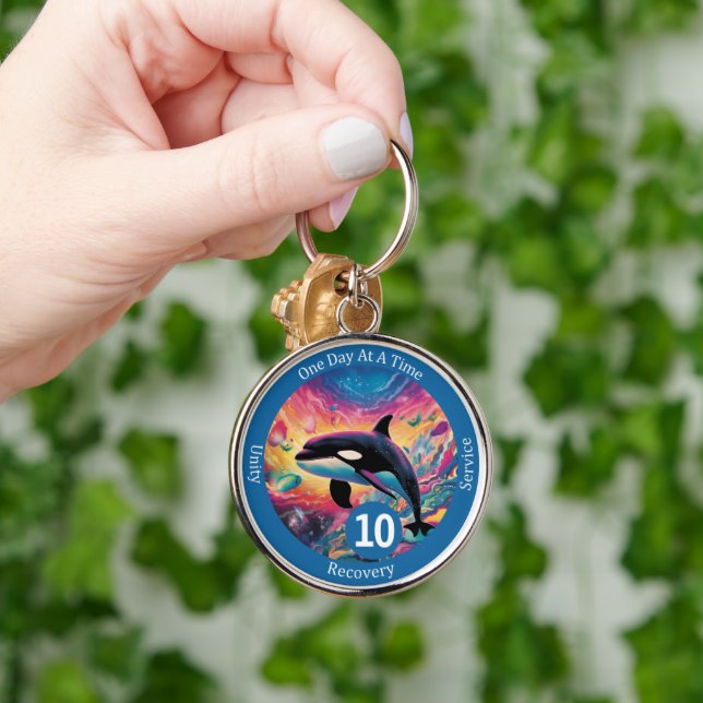 Ocean Milestone Gift - Custom Sobriety Gift Keychain (Hand)