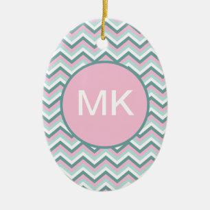 Ocean Mist Chevron Pattern Ceramic Ornament