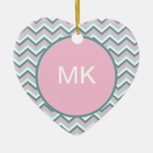Ocean Mist Chevron Pattern Ceramic Ornament