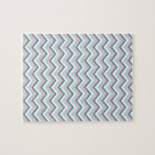 Ocean Mist Chevron Pattern Jigsaw Puzzle