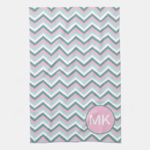 Ocean Mist Chevron Pattern Kitchen Towel