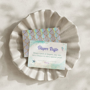 Ocean Mist Mermaid Diaper Raffle Girl Enclosure Card