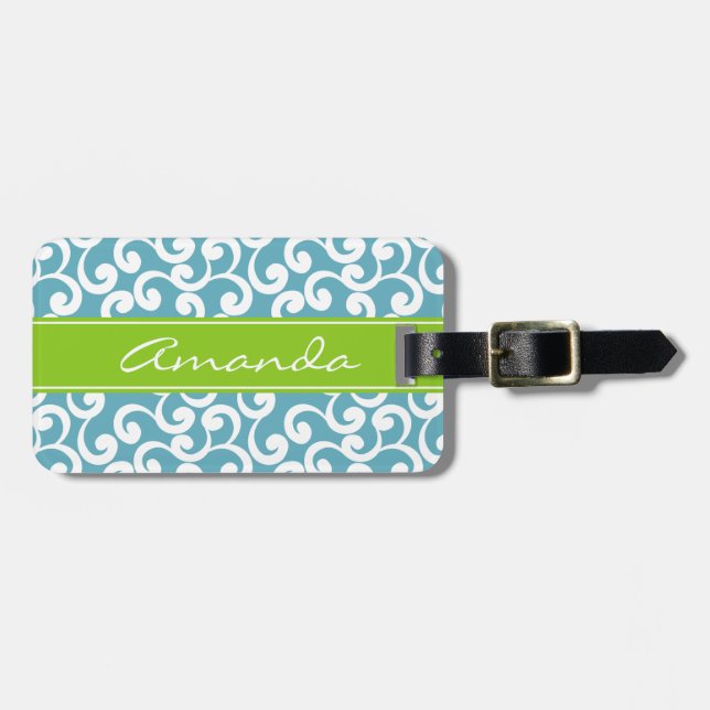 Ocean Monogrammed Elements Print Luggage Tag (Front Horizontal)