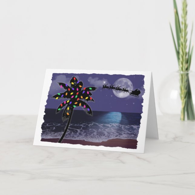 Ocean Moonlight Christmas Holiday Card (Front)