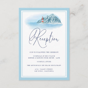 Ocean Mountain Lighthouse Light Blue Reception Enclosure Card