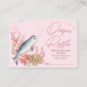 Ocean Narwhal seashells Baby Shower Diaper Raffle  Enclosure Card