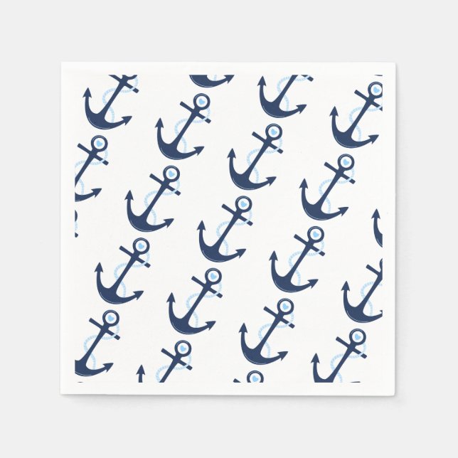Ocean Nautical Anchor Baby Boy Shower Napkin (Front)
