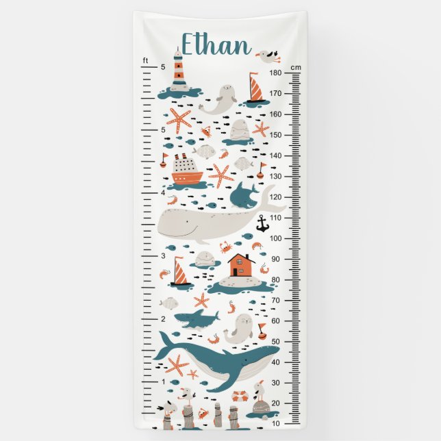 Océan Nautique | Bannière du graphique de croissan (Vertical)