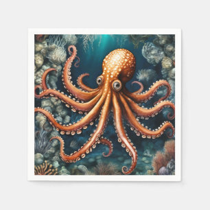 Ocean Octopus Deep Blue Napkin