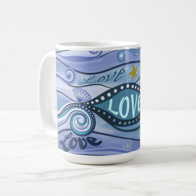 Ocean of Love Contemporary Art Coffee Mug (Front Left)