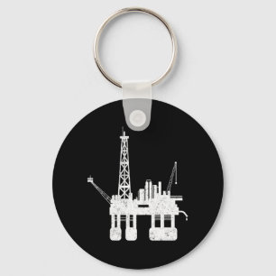 Ocean Oilfield Driller Drilling Rig Keychain
