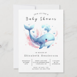 Ocean Online Whale Baby Shower Invitation