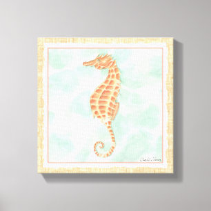 Ocean Orange Seahorse Canvas Print