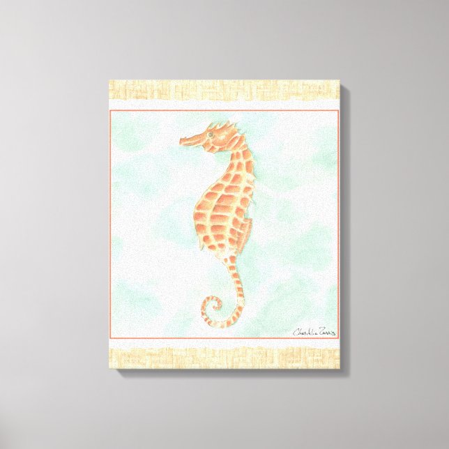 Ocean Orange Seahorse Canvas Print (Front)