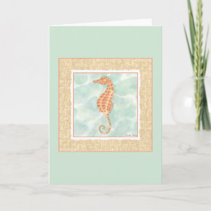 Ocean Orange Seahorse Card