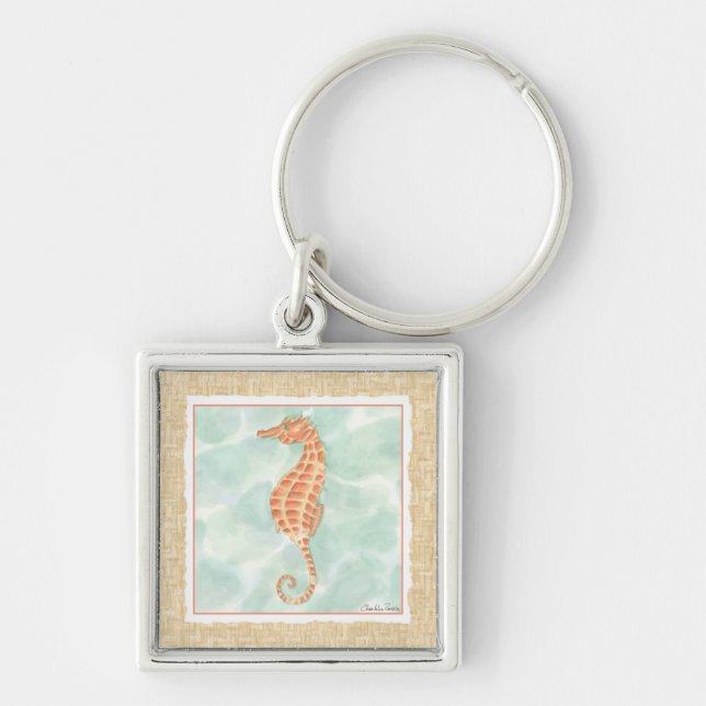 Ocean Orange Seahorse Keychain (Front)