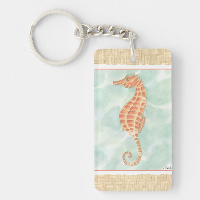 Ocean Orange Seahorse Keychain (Front)