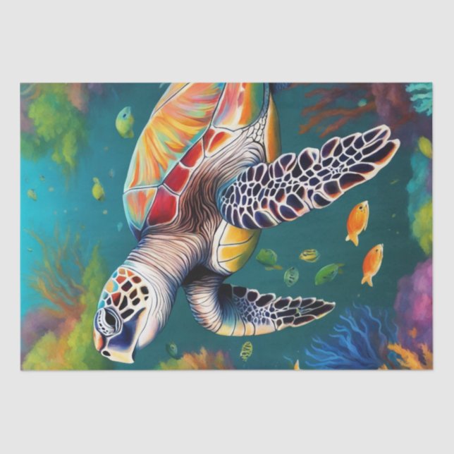 Ocean Palette: Colourful Sea Turtle Decoupage  Tissue Paper (Front)