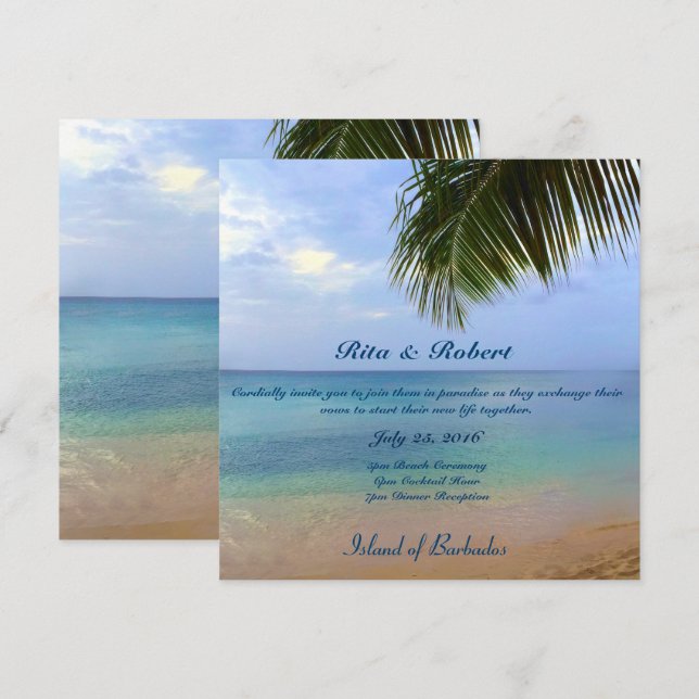 Ocean | Palm | Wedding Invitation Semi-Gloss (Front/Back)