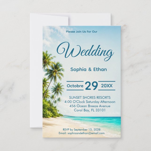 Ocean Paradise Destination Wedding Invite (Front)