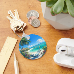 Ocean Paradise - Tropical Beach Oasis Keychain