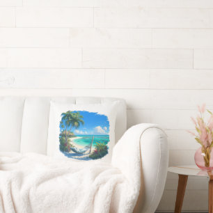 Ocean Paradise - Tropical Beach Oasis Throw Pillow