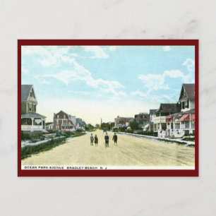 Ocean Park Ave, Bradley Beach, NJ Vintage Postcard