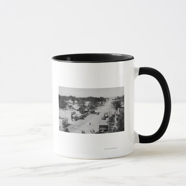 Ocean Park, WA - View of Beach, Old Cars Mug (Right)