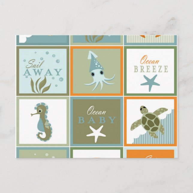 Ocean Patchwork Postcard (Front)