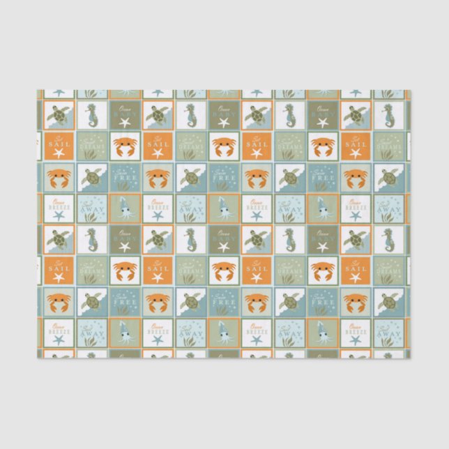 Ocean Patchwork Tissue Paper (Front)