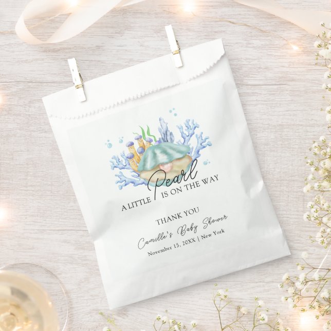 Ocean Pearl Under The Sea Baby Shower Thank You Favour Bag (Clipped)