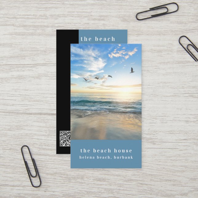 Ocean Photo Beach Guest House Business Card (Front/Back In Situ)