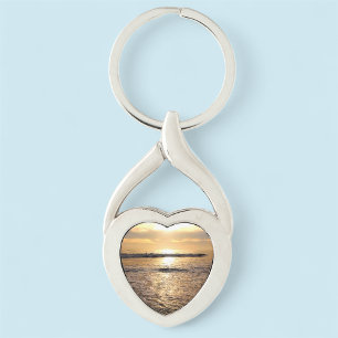 Ocean Photo Heart Shape Keychain Customizable