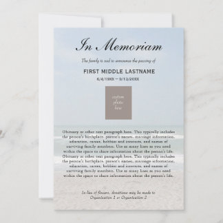 Ocean Photo Obituary Death Announcement