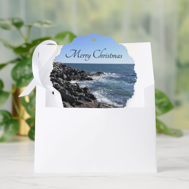 Ocean Photo Thank You Customer Merry Christmas Ornament Card (Envelope)