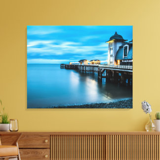 Ocean Pier Lights – Tranquil Evening Reflections Canvas Print