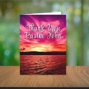 Ocean Pink Sunset  Pastor Appreciation  Thank You Card