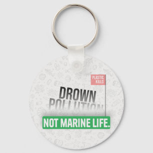 Ocean Plastic Pollution Awareness Typography  Keychain