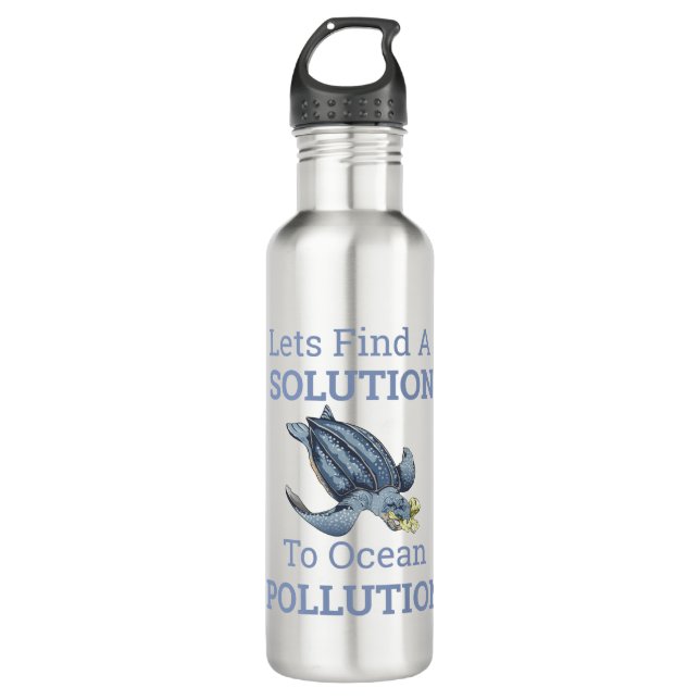ocean pollution environmental message 710 ml water bottle (Front)