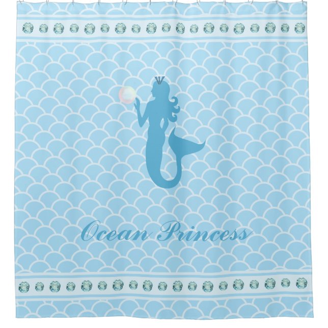 Ocean Princess Mermaid on Turquoise Wavy (Front)