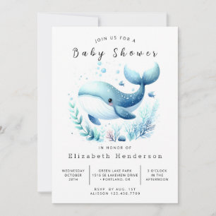 Ocean Printable Whale Baby Shower Invitation