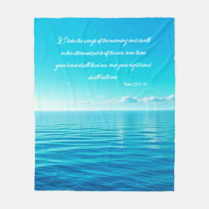 Ocean Psalm 139:9-10 Faux Fleece Blanket