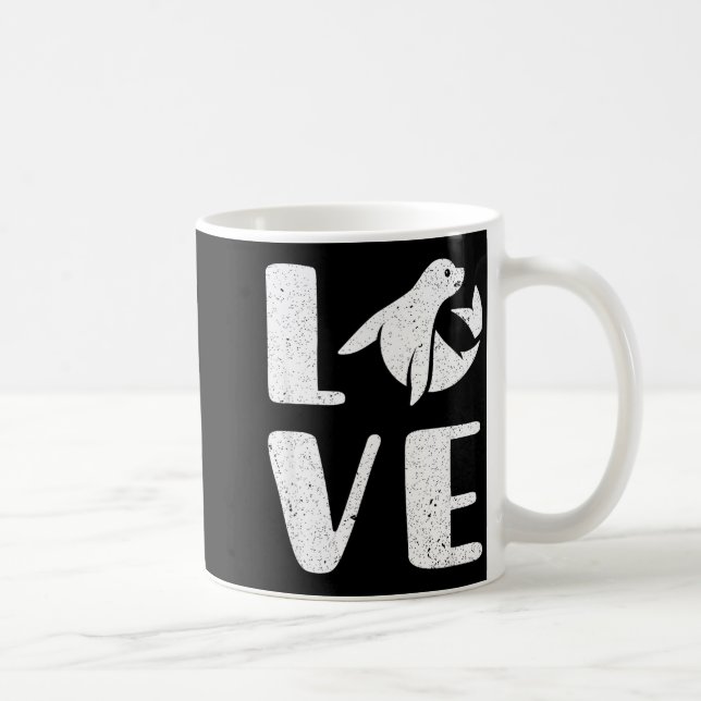 Ocean Puppy Seal Lover Valentines Day Gift Sea Lio Coffee Mug (Right)
