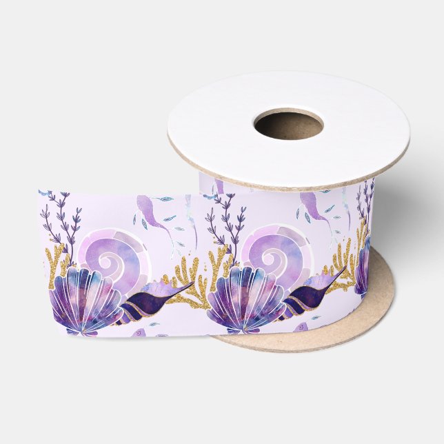 Ocean Purple sea  Baby shower  Satin Ribbon (Spool)