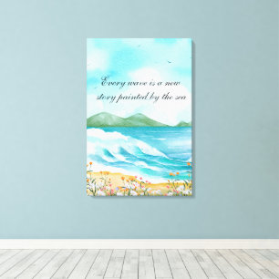 Ocean Quote Watercolor Beach Sea Canvas Art