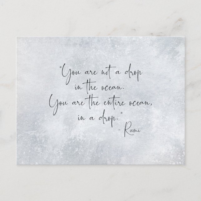 Ocean Quote You Are Not a Drop in the Ocean -Rumi Postcard (Front)