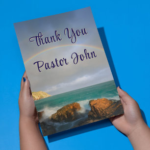 Ocean Rainbow Pastor Appreciation Thank You Card