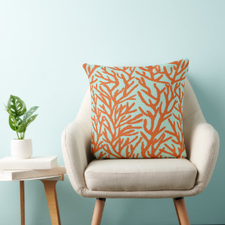 Ocean Red Coral Reef Throw Pillow